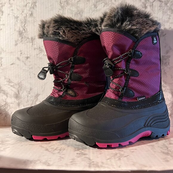 Kids Kamik Boots NWT‎ Size 7 Cozy Waterproof Warm Purple/Black - Picture 3 of 7